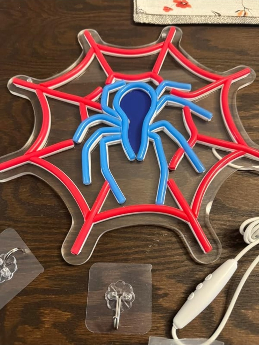 Blue & Red Spider Web Neon Wall Light - Home Party Decor